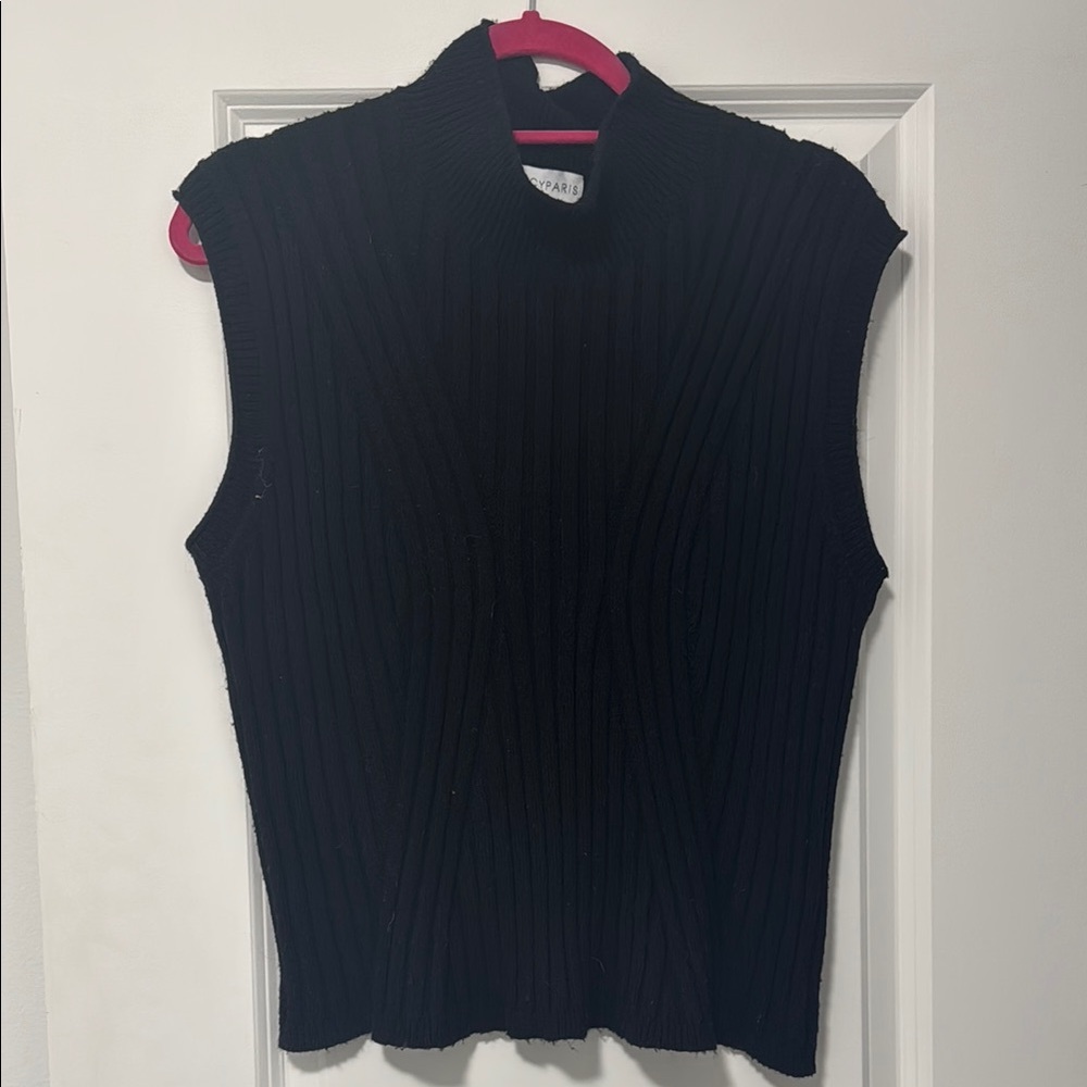 Lucy Paris Black Ribbed Sleeveless Top